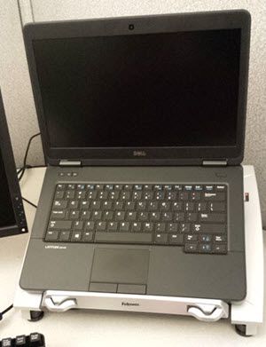 Front view with laptop open