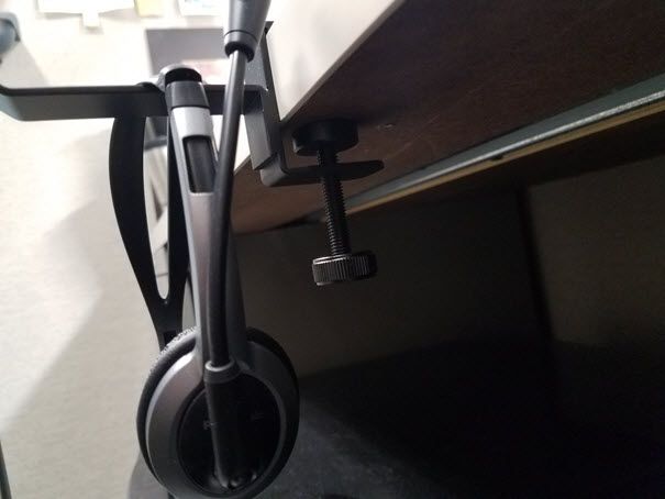 Headphones Hanger accommodates up to a 1 7/16" desktop