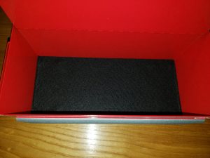 Bottom of toolbox is a black felt material