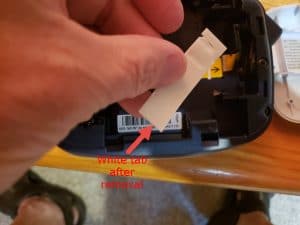 After removal of white tab