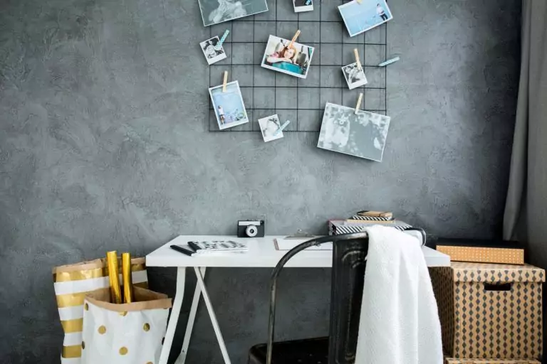 home workspace with grey wall PTE4VNA