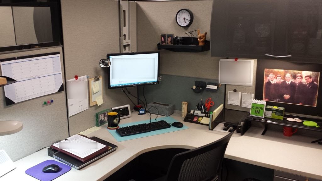 working in a cubicle - a well-equipped and organized cubicle