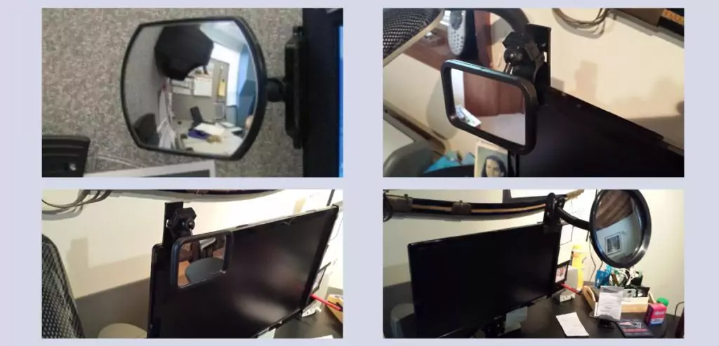 thumbnail image 2 of Acrylic Wide Angle Rear View Mirror For Cubicle Desk Computer PC 2 of 9