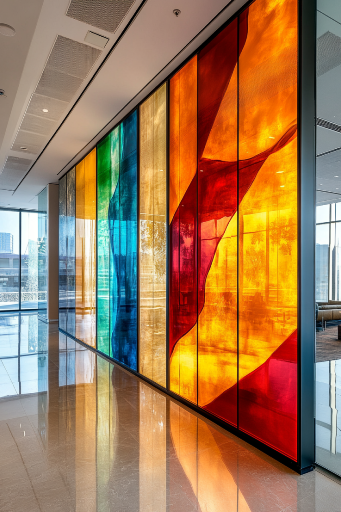 69 2 Suspended Glass Panel Art Installation