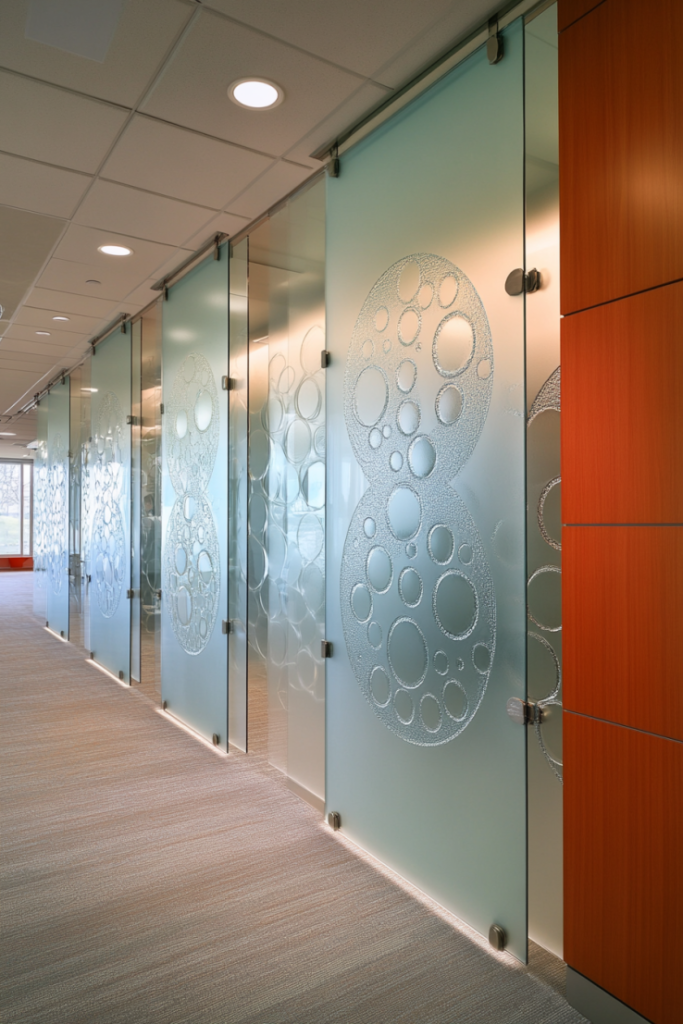 69 3 Suspended Glass Panel Art Installation