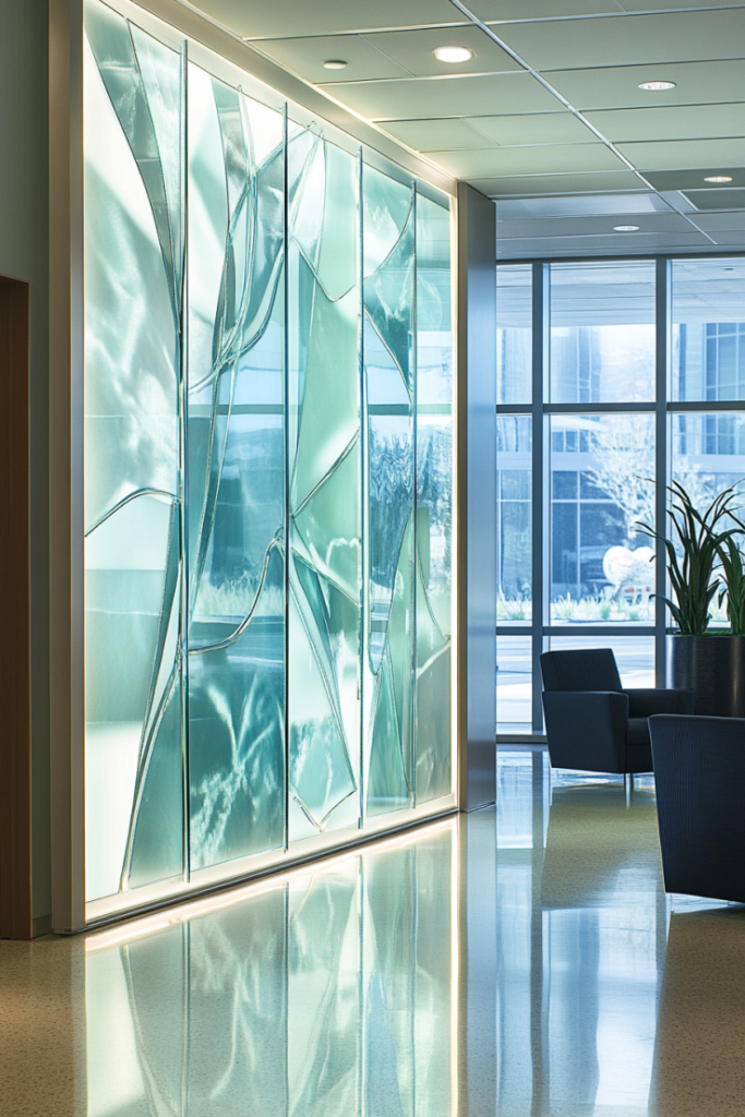 69 4 Suspended Glass Panel Art Installation