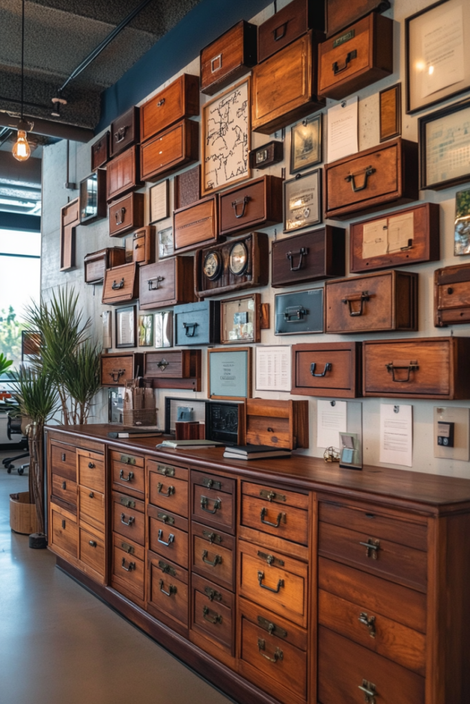 70 4 Vintage File Cabinet Drawer Display Wall