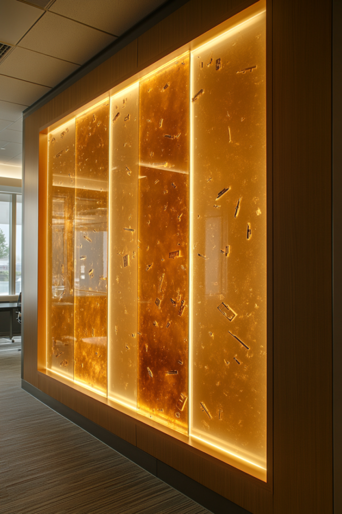 73 1 Illuminated Acrylic Art Panels with Embedded Office Objects