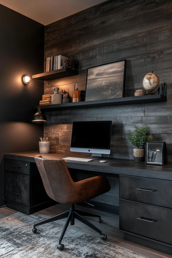 Dark Industrial Meets Midcentury Office
