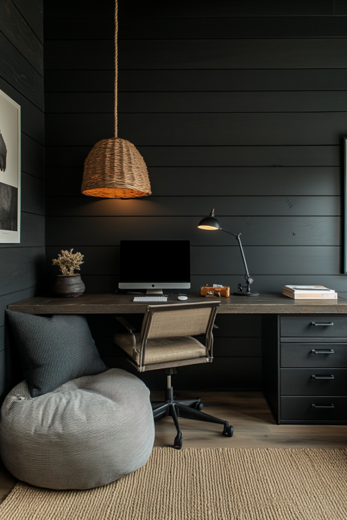 Moody Minimal Office with Floor Cushions