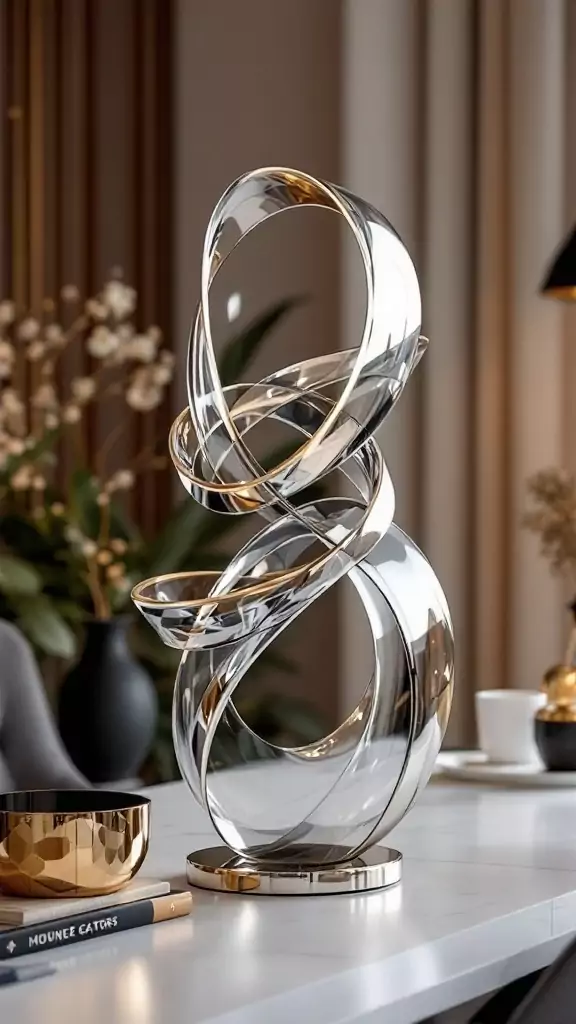 A stylish sculptural desk decoration in a chic workspace.