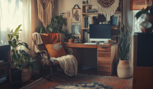 feature image boho office decor