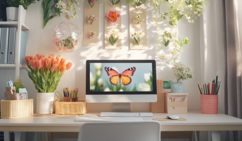 feature image spring decorations in office