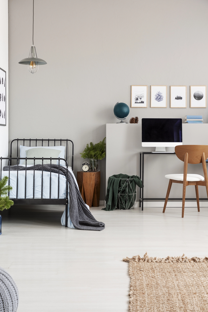 minimalist guest room office combo