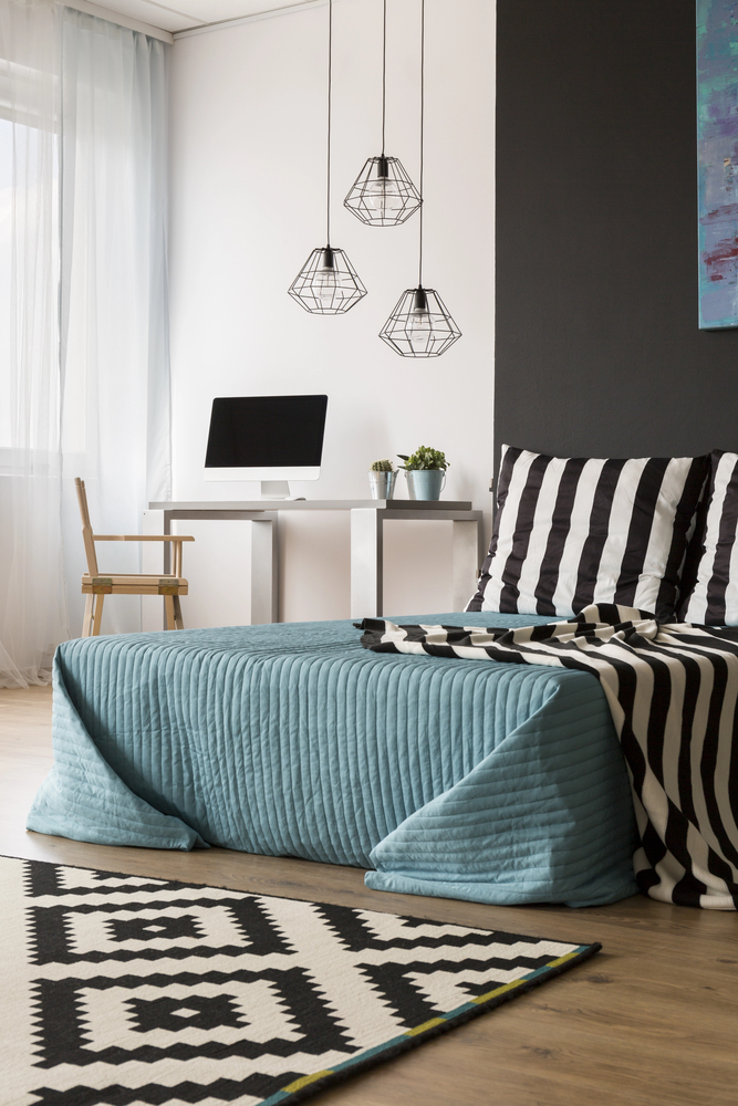 corner workspace in guest bedroom