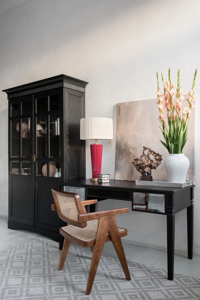 Bold Contrast Eclectic Office with Statement Decor