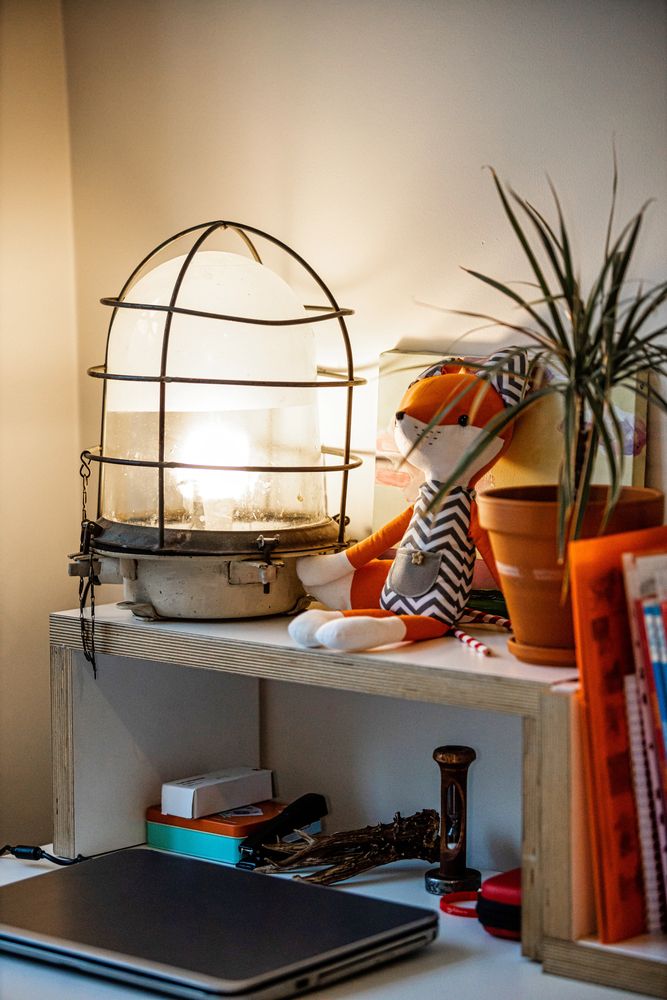 Unique Eclectic Office Shelf with Vintage Charm