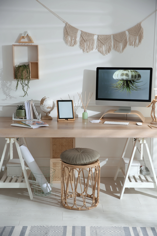 Natural Wood and Macramé Accents