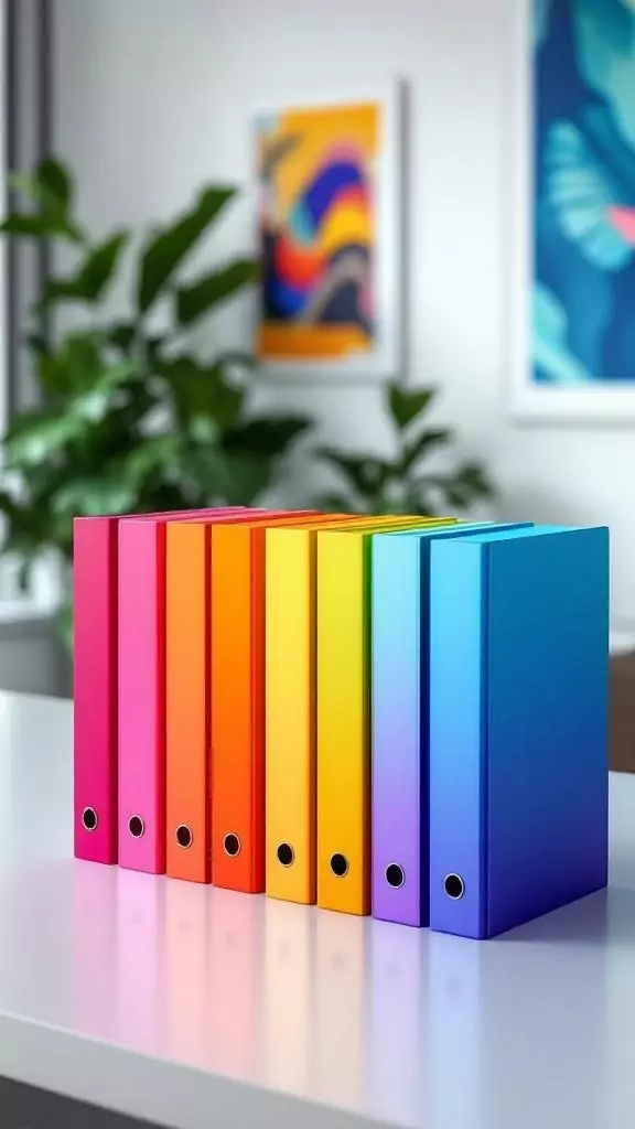 Color gradient file system in a modern office setting
