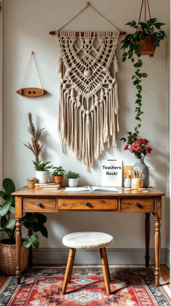 3 boho inspired teacher corner