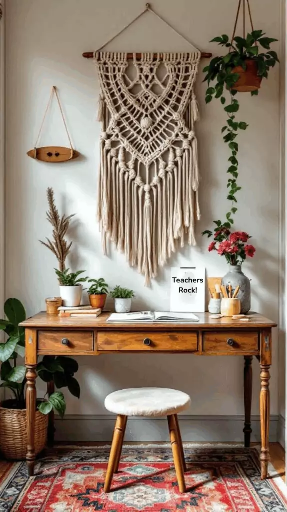 3 boho inspired teacher corner