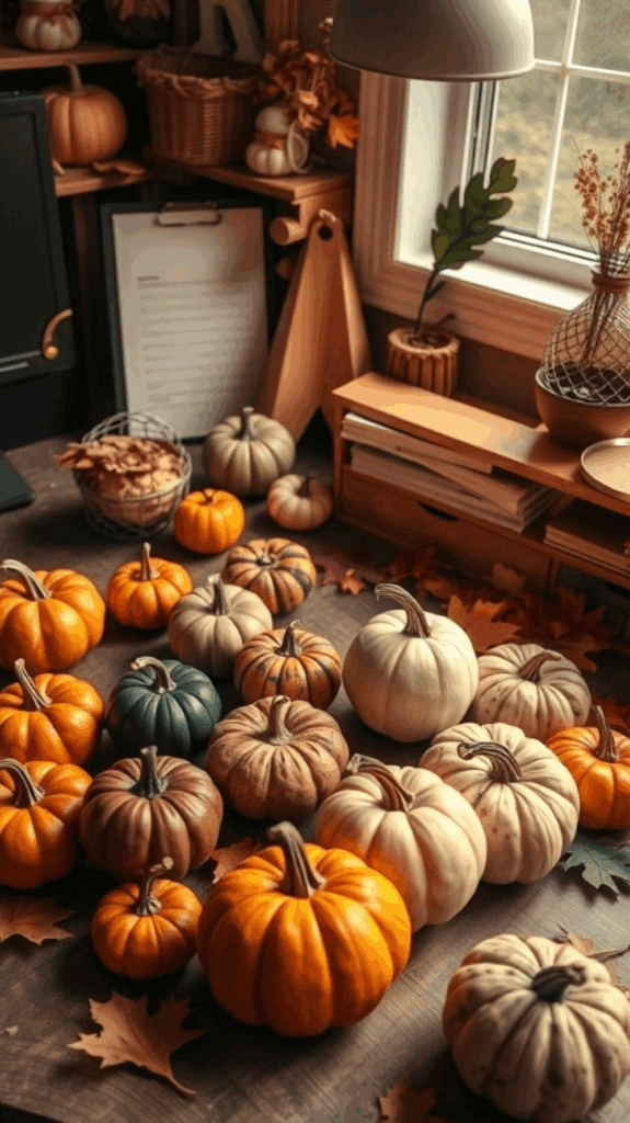 1 Fall Desk Decor Mini Pumpkins