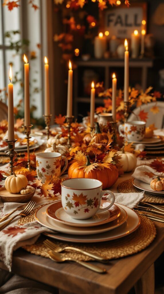 20 fall themed dinnerware and mugs the scene is absent of text le 20250904 171232 xy8i