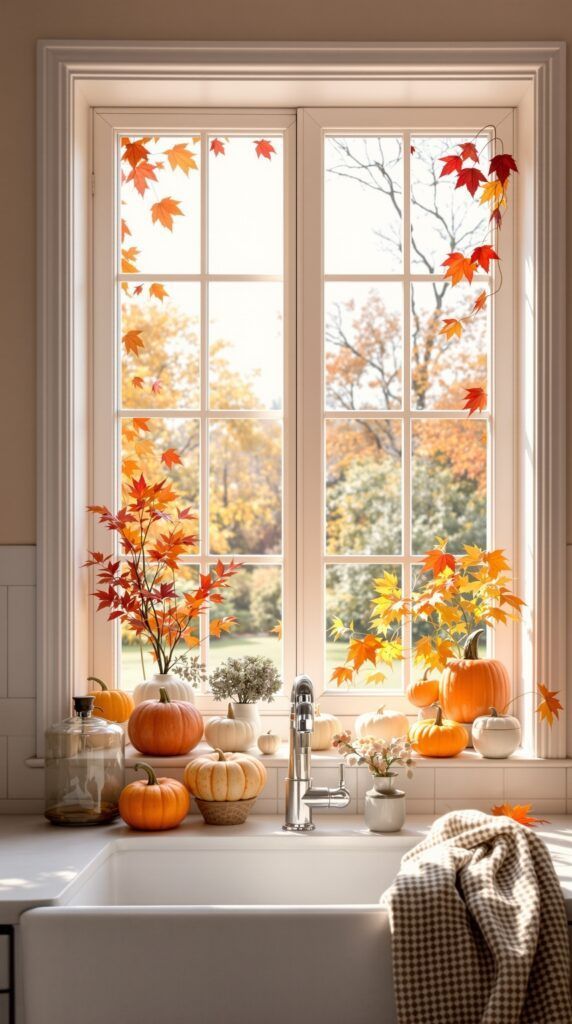 22 cozy autumn kitchen window decor with seasonal the scene is absent of text le 20250904 171235 udsi