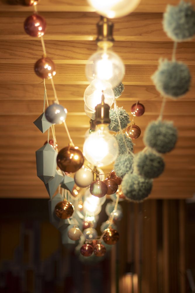 Hanging Ornaments From The Light Fixture
