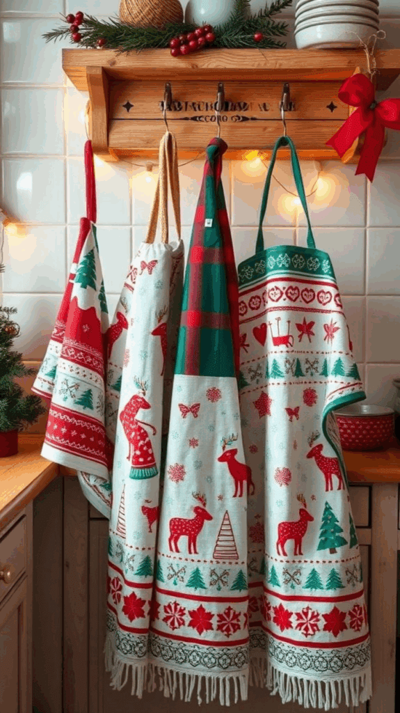 Festive Dish Towels And Aprons
