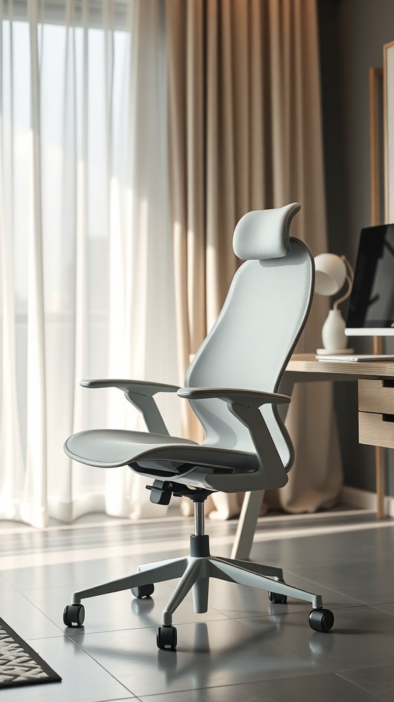 A modern ergonomic chair in a contemporary home office setting.