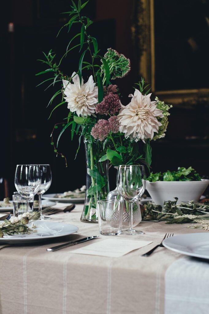cutlery, decoration, elegant, nature, flower arrangement, flowers, silverware, flower background, table, beautiful flowers, table setting, flower wallpaper, tableware, vase