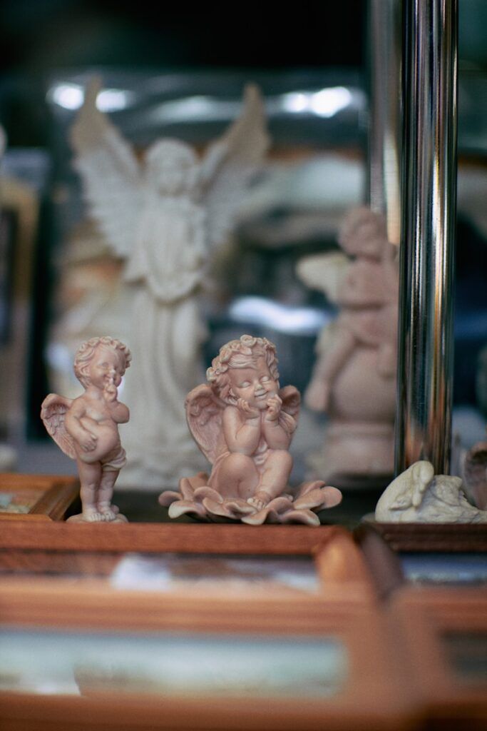 a group of small statues