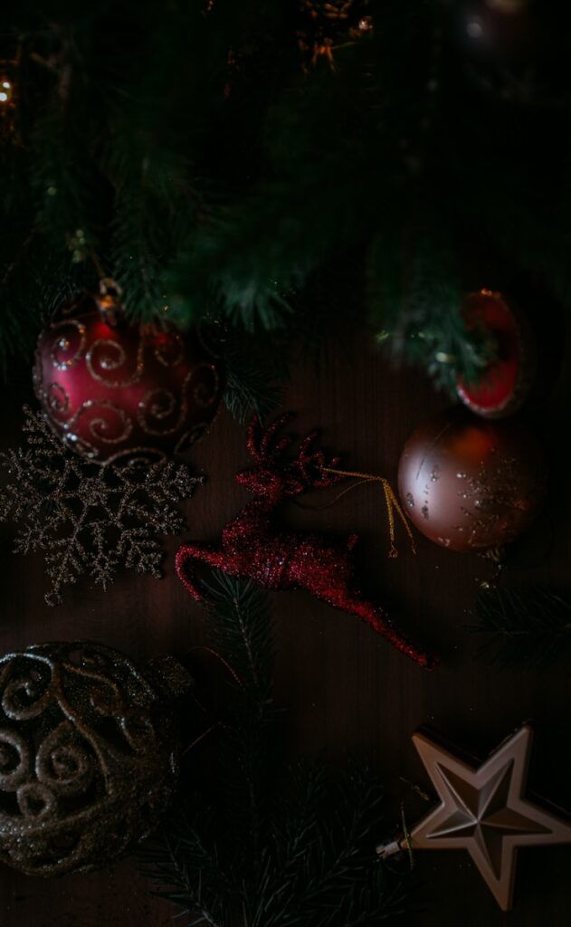 a close up of ornaments on an office desk