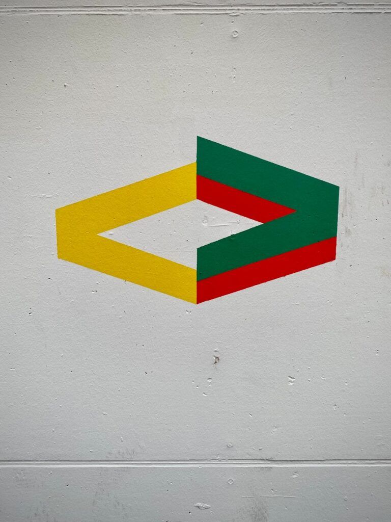 red white and green company logo