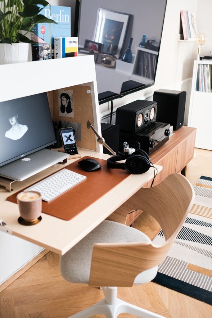 fold-down desk in an office