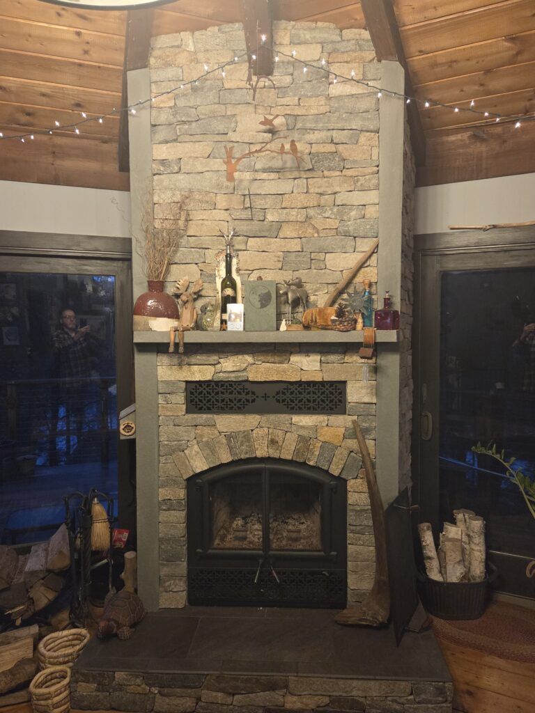 stone fireplace