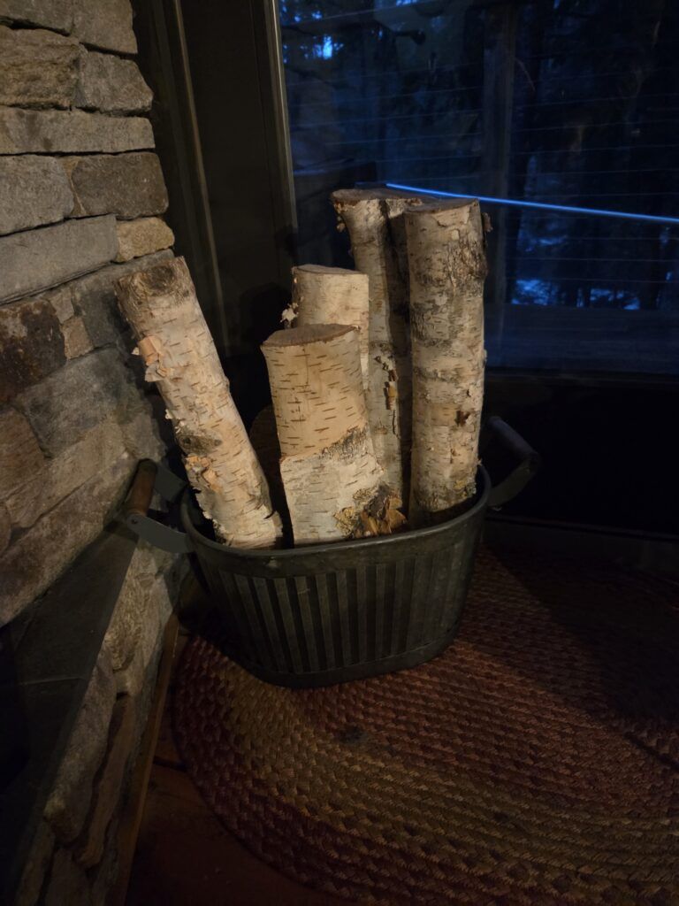 wood log storage display