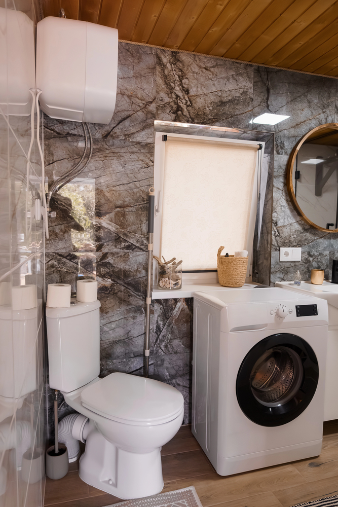 stone accent walls in a bathroom