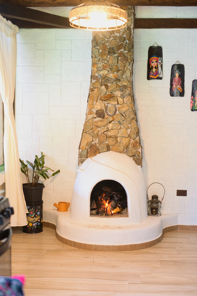 Stone Fireplace in a Rustic Living Room