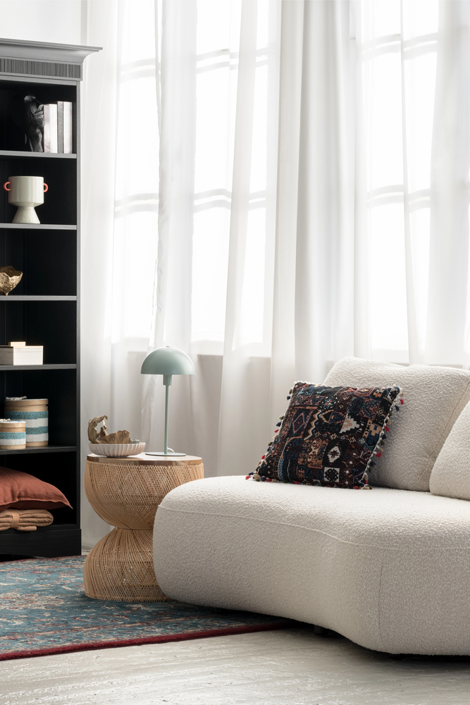 Curved Seating in a Coastal Living Room