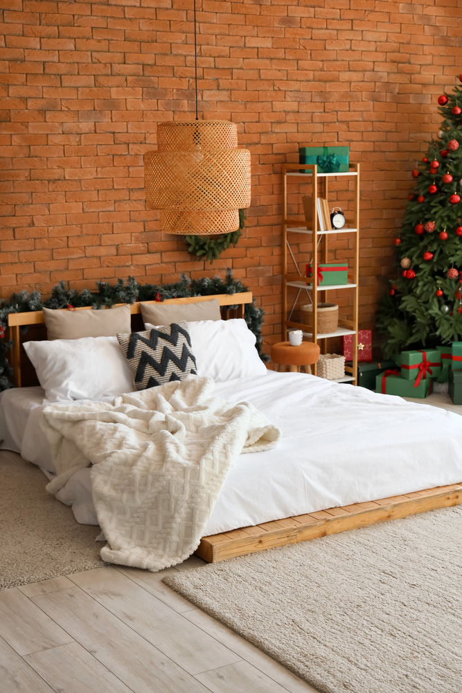 Rustic Bedroom with Warm Brick Charm