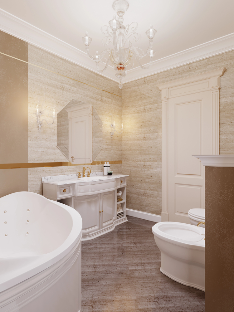 natural stone bathroom wall