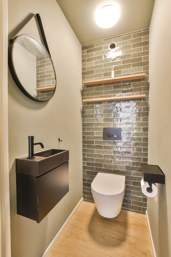designer accent wall in a bathroom