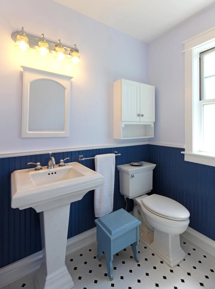 two-tone wall design in a bathroom