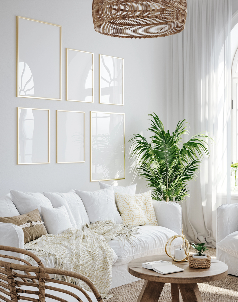 Rattan Accents in a Coastal Living Room