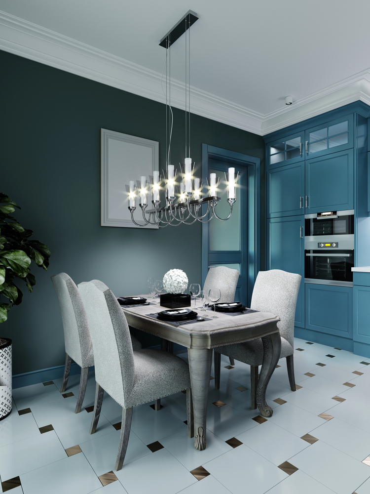 moody blue dining room