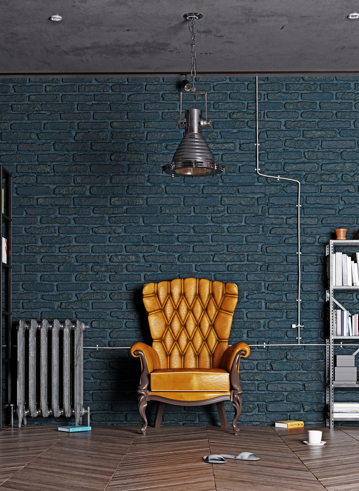 Moody Dark Painted Brick Statement Wall