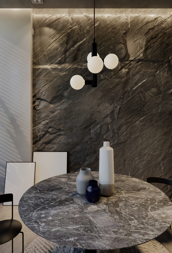 stone-look accent wall