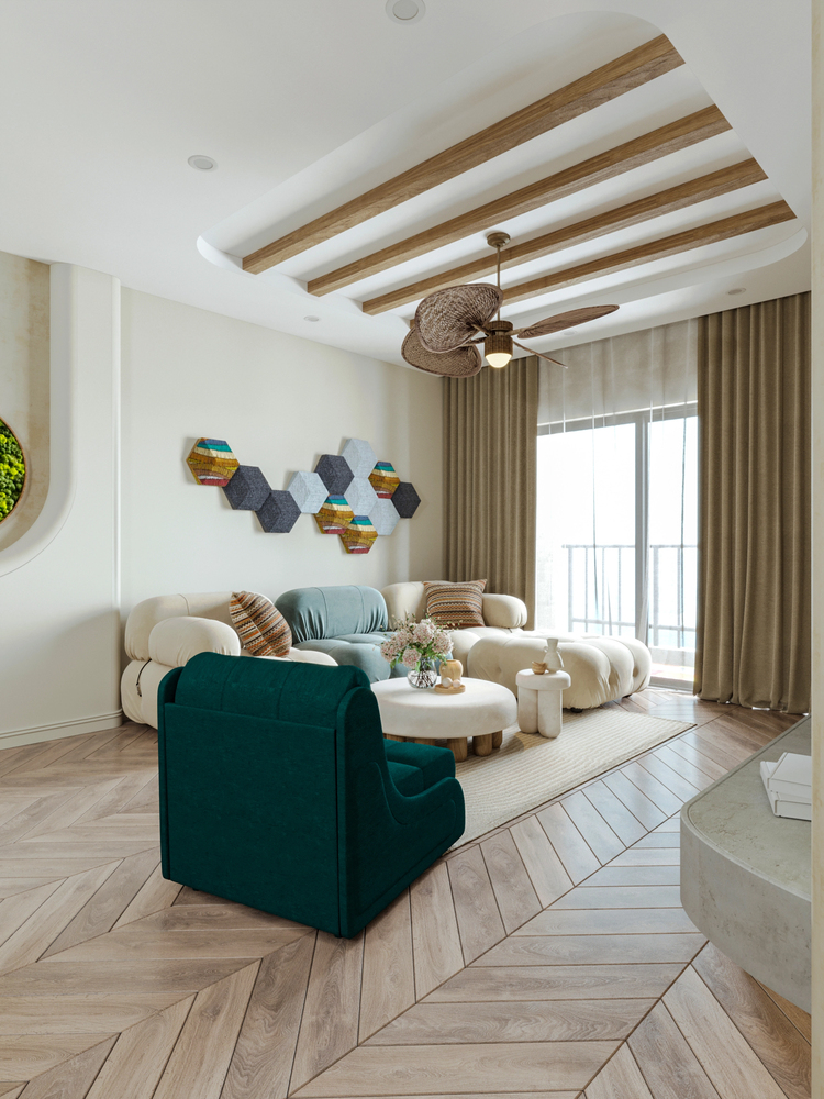 Ceiling Beams in a Rustic Living Room